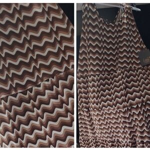 Brown and White Zigzag Dress